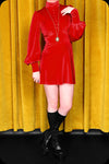 A crimson velvet Morgiana mini dress by Scorpio Rising